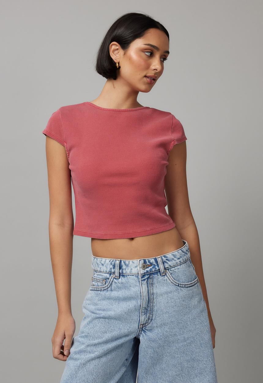 Factorie - Hazel Open Back Tee - Washed Scooter