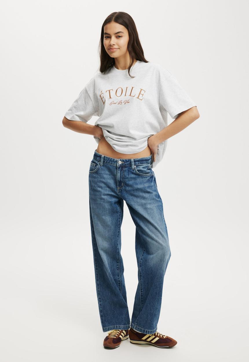 Cotton On - The Premium Boxy Graphic Tee - Etoile/Soft Grey Marle