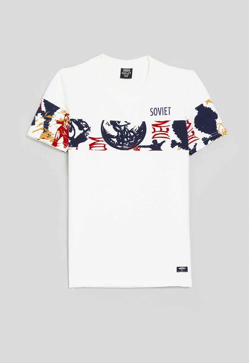 SOVIET - Boys crew neck rotary print  - winter white