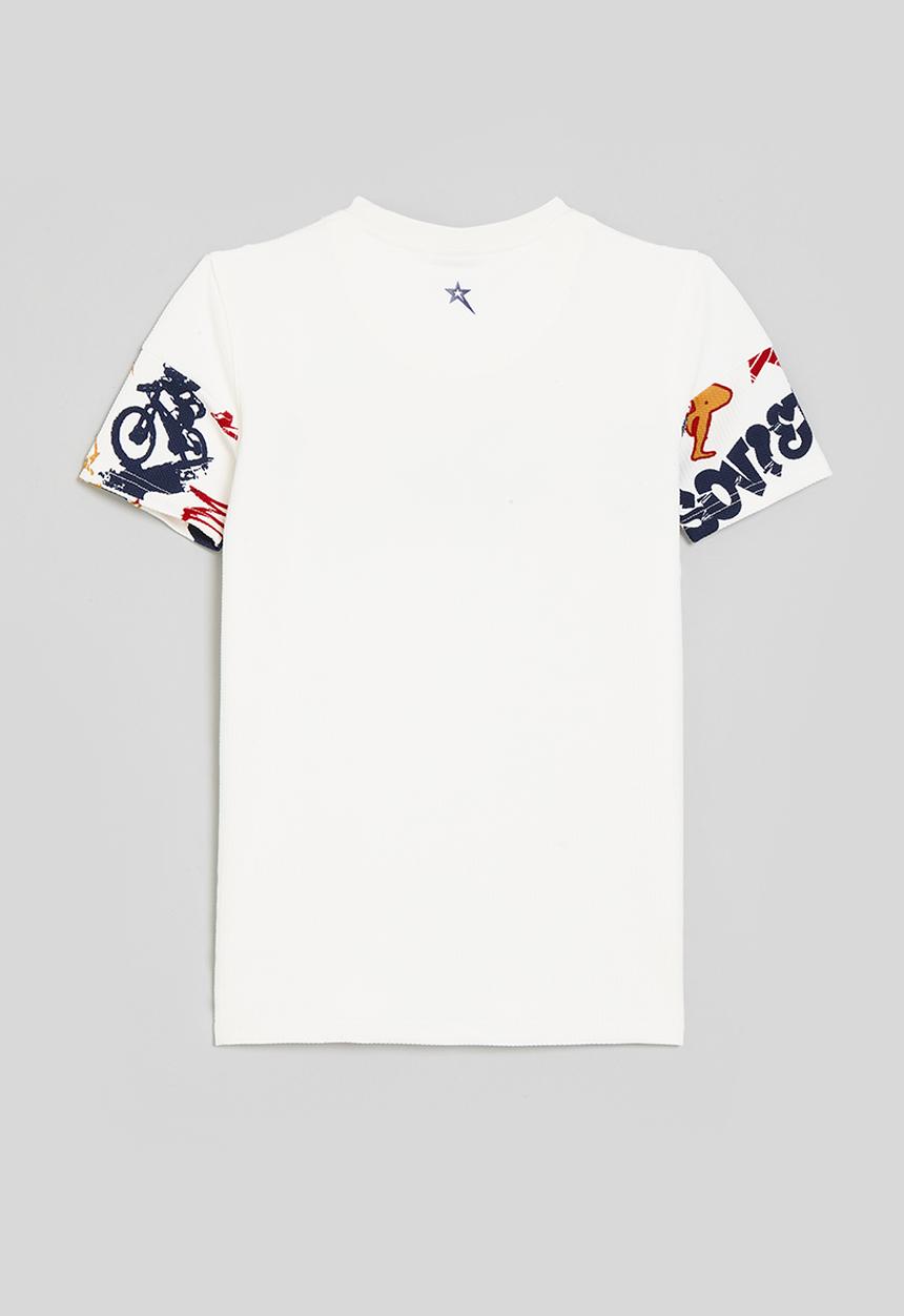 SOVIET - Boys crew neck rotary print  - winter white