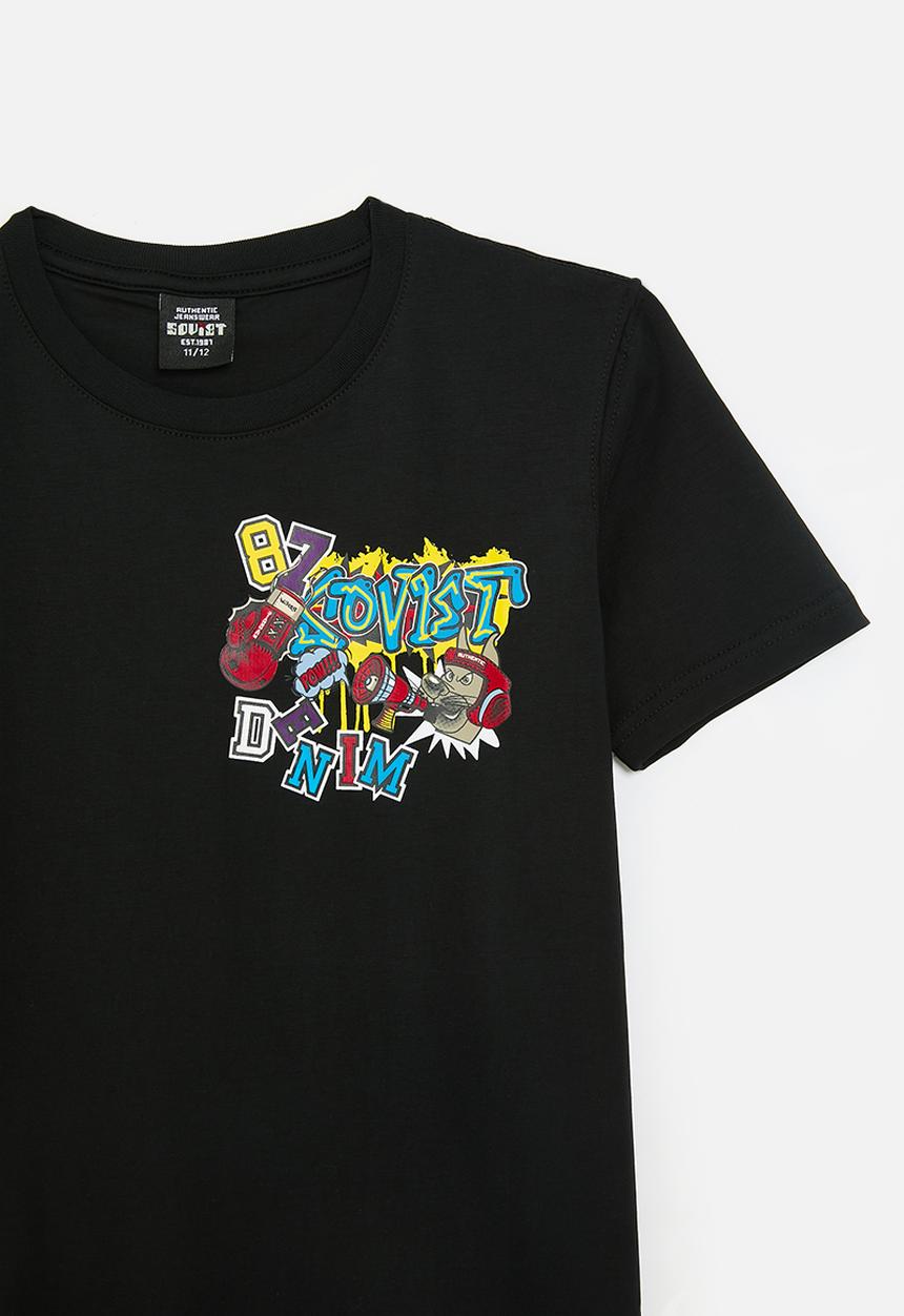 SOVIET - Boys animation fashion tee - black