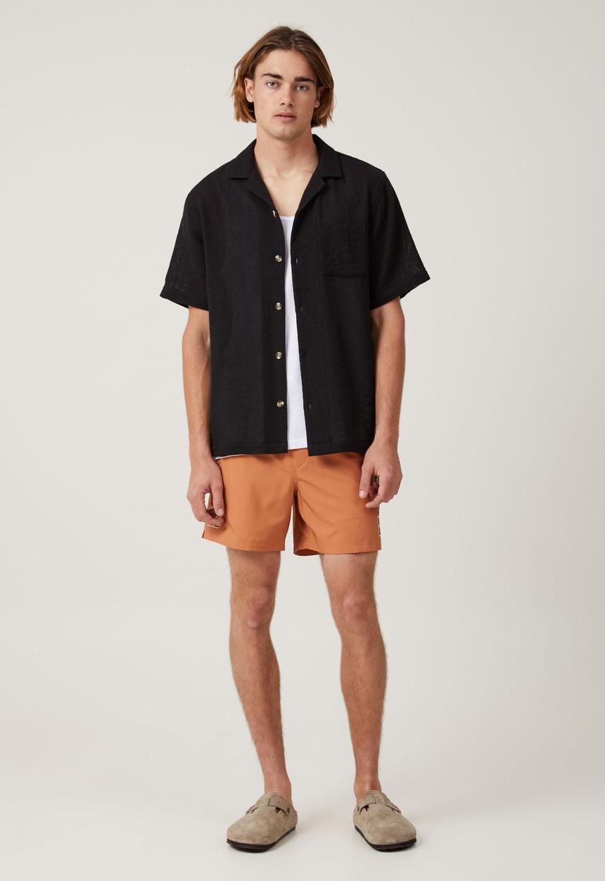 Cotton On - Palma Short Sleeve Shirt - Washed Black