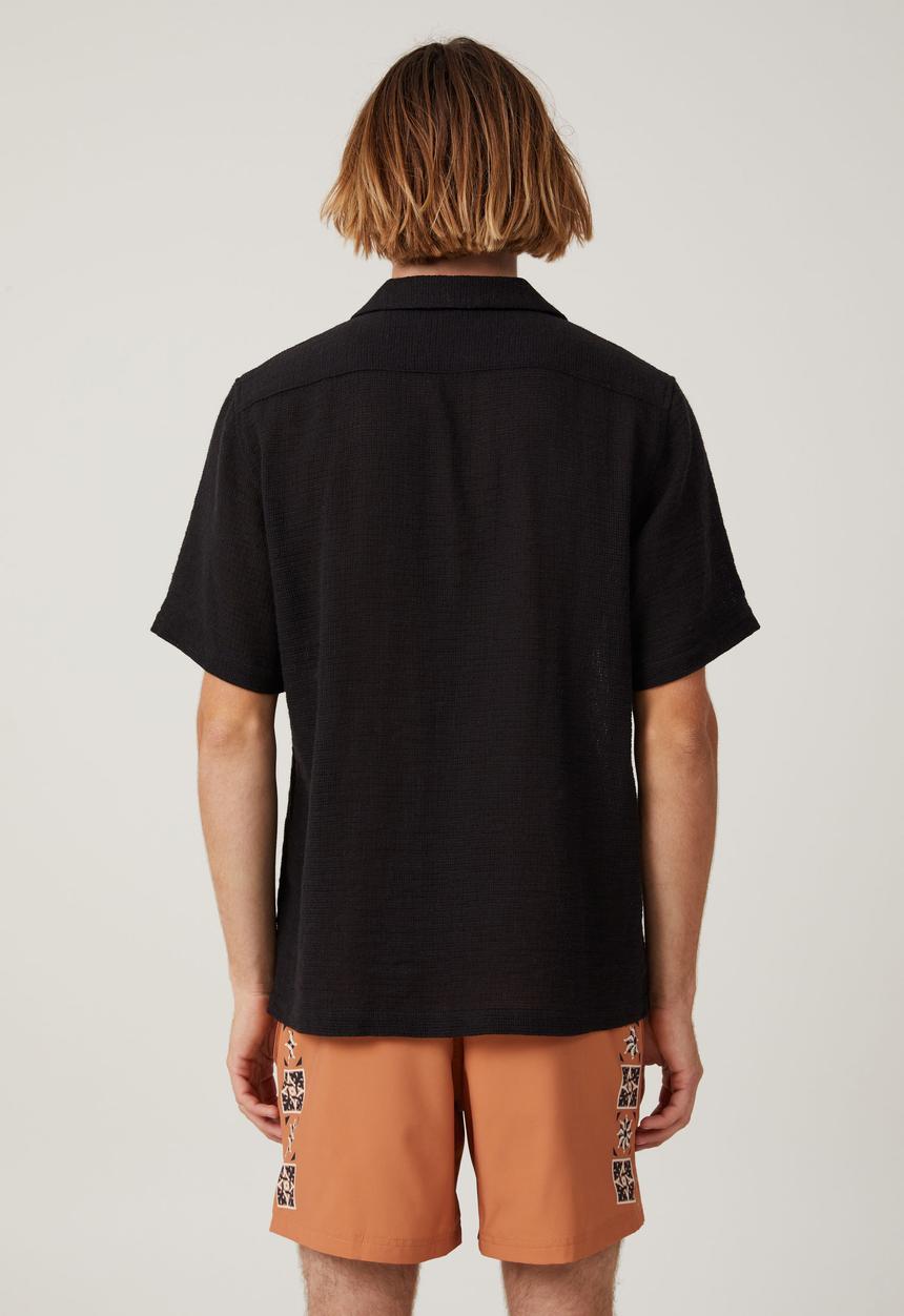 Cotton On - Palma Short Sleeve Shirt - Washed Black