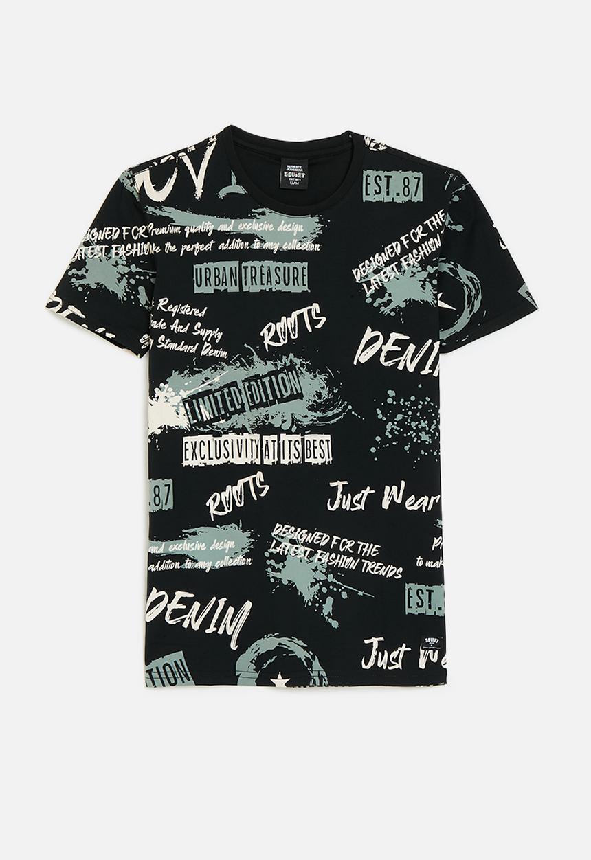 SOVIET - Boys crew neck rotary print  - black1