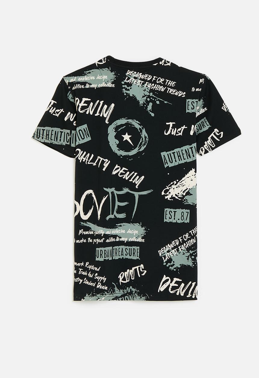 SOVIET - Boys crew neck rotary print  - black1