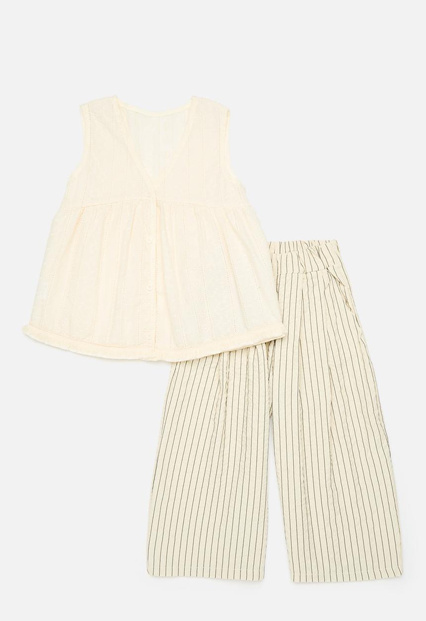 Pop Candy - Top & bottom set - white & stripe