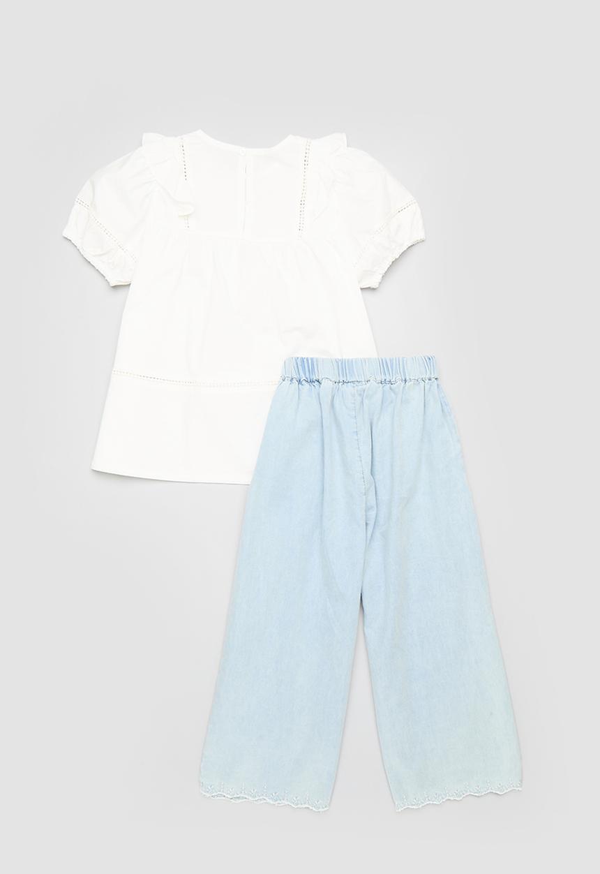 Pop Candy - Denim jeans & top set-blue & white