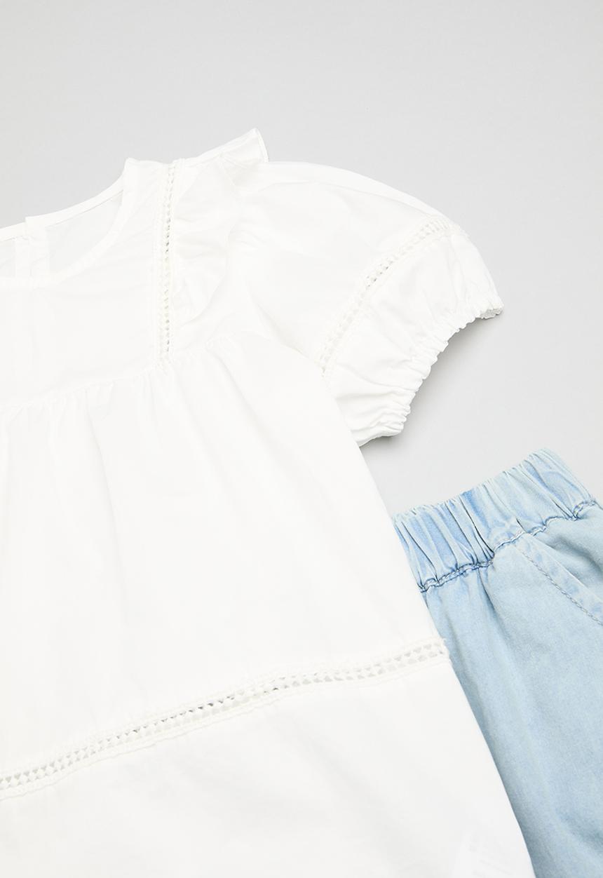 Pop Candy - Denim jeans & top set-blue & white