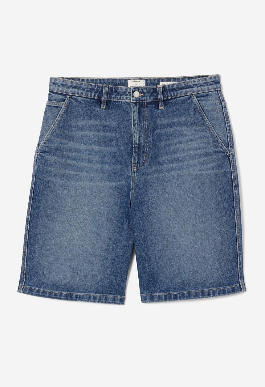 Cotton On - Baggy Denim Short- Everlong Blue