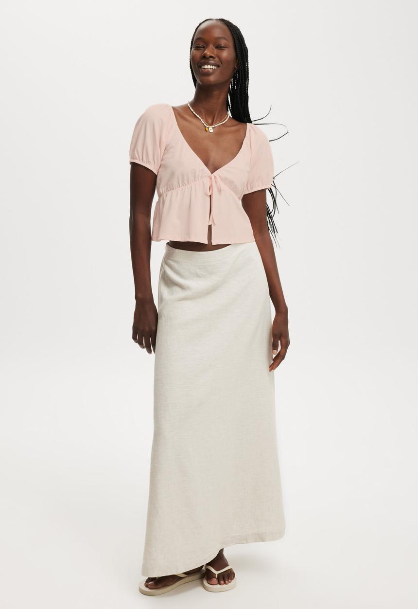 Cotton On - Haven Maxi A-Line Skirt - Neutral