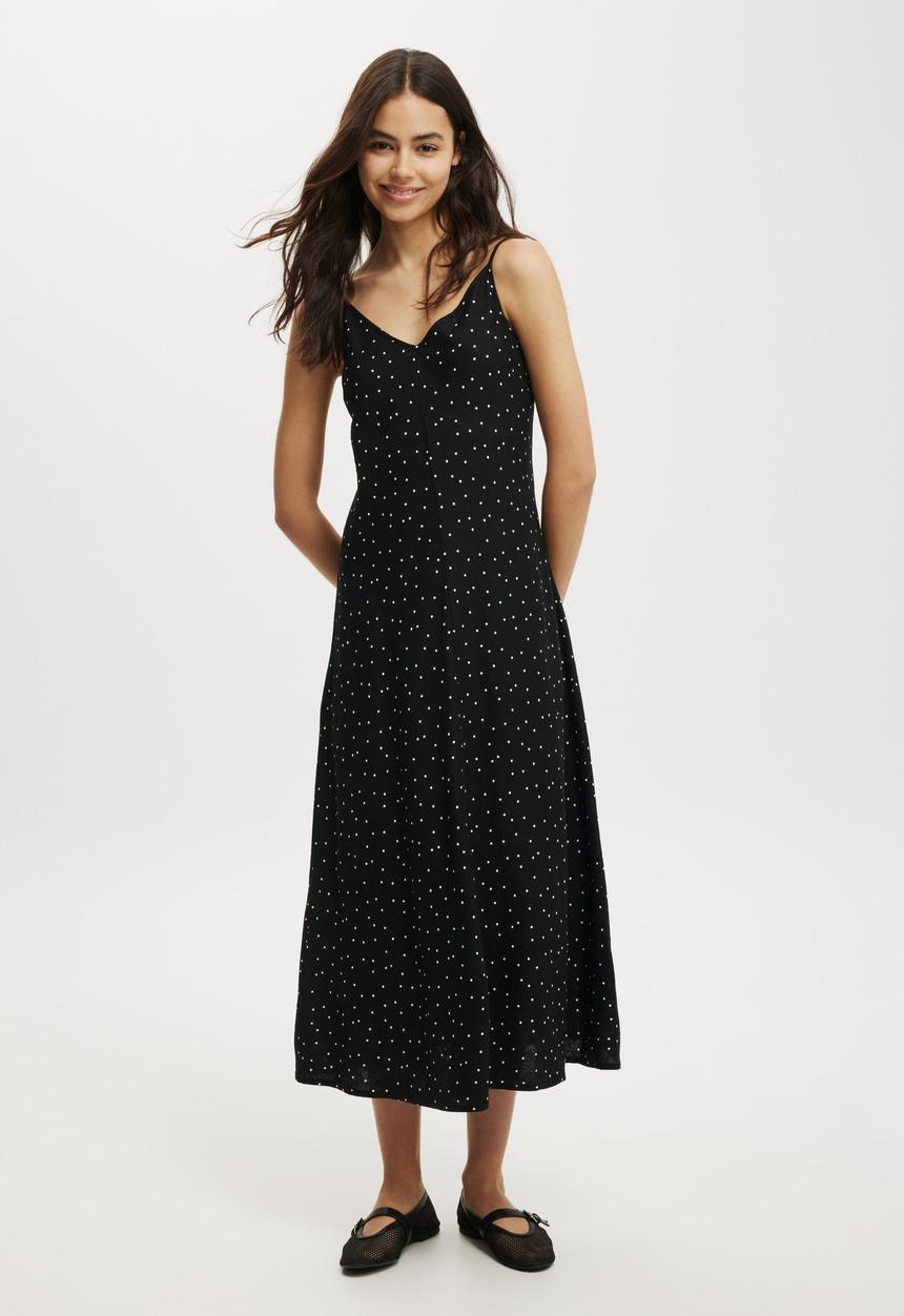 Cotton On - Haven V Neck Maxi Dress - Polka Dot Black