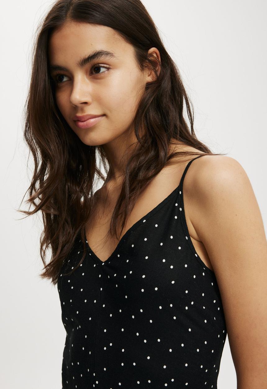 Cotton On - Haven V Neck Maxi Dress - Polka Dot Black