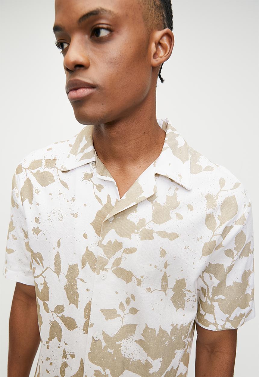 STYLE REPUBLIC - Short sleeve print linen blend casual shirt - neutral