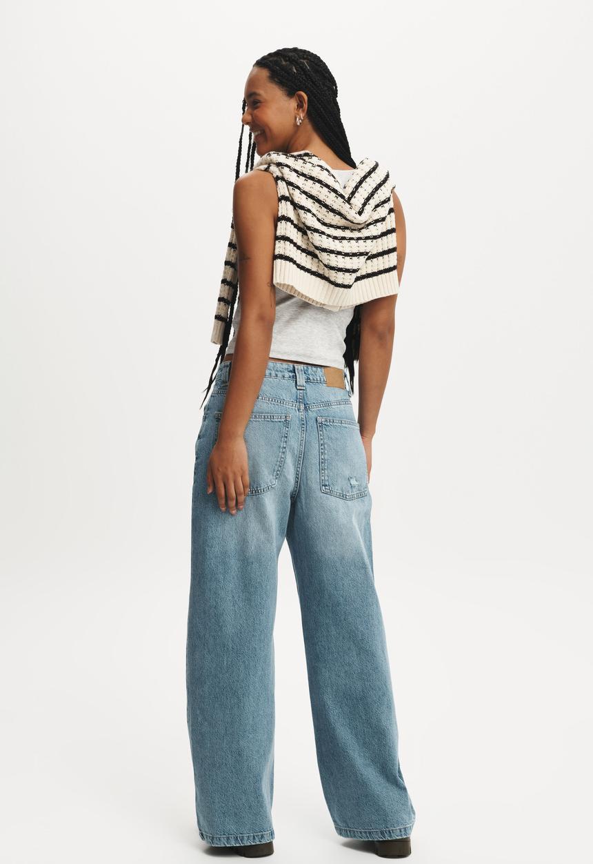 Cotton On - Super Baggy Jean - Breeze Blue Worn