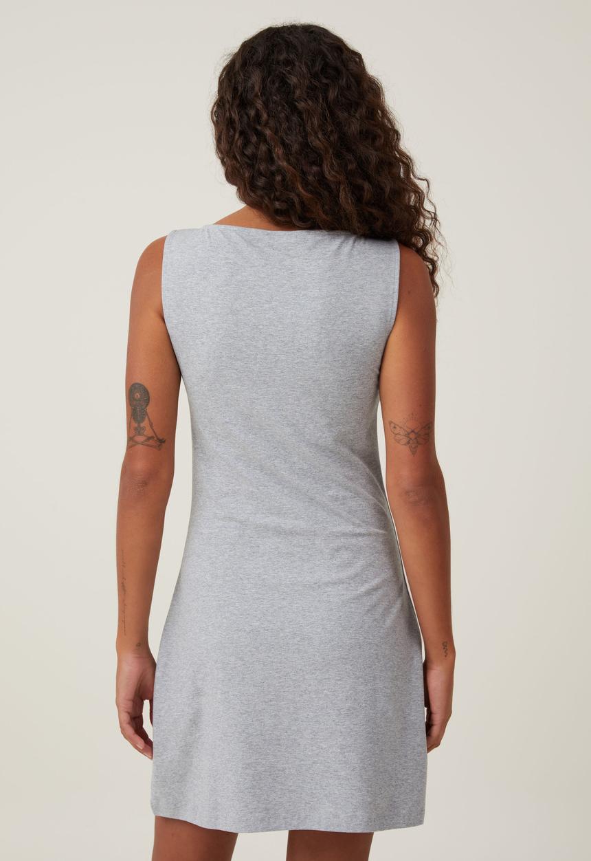 Cotton On - Bella Boat Neck Mini Dress - Grey Marle