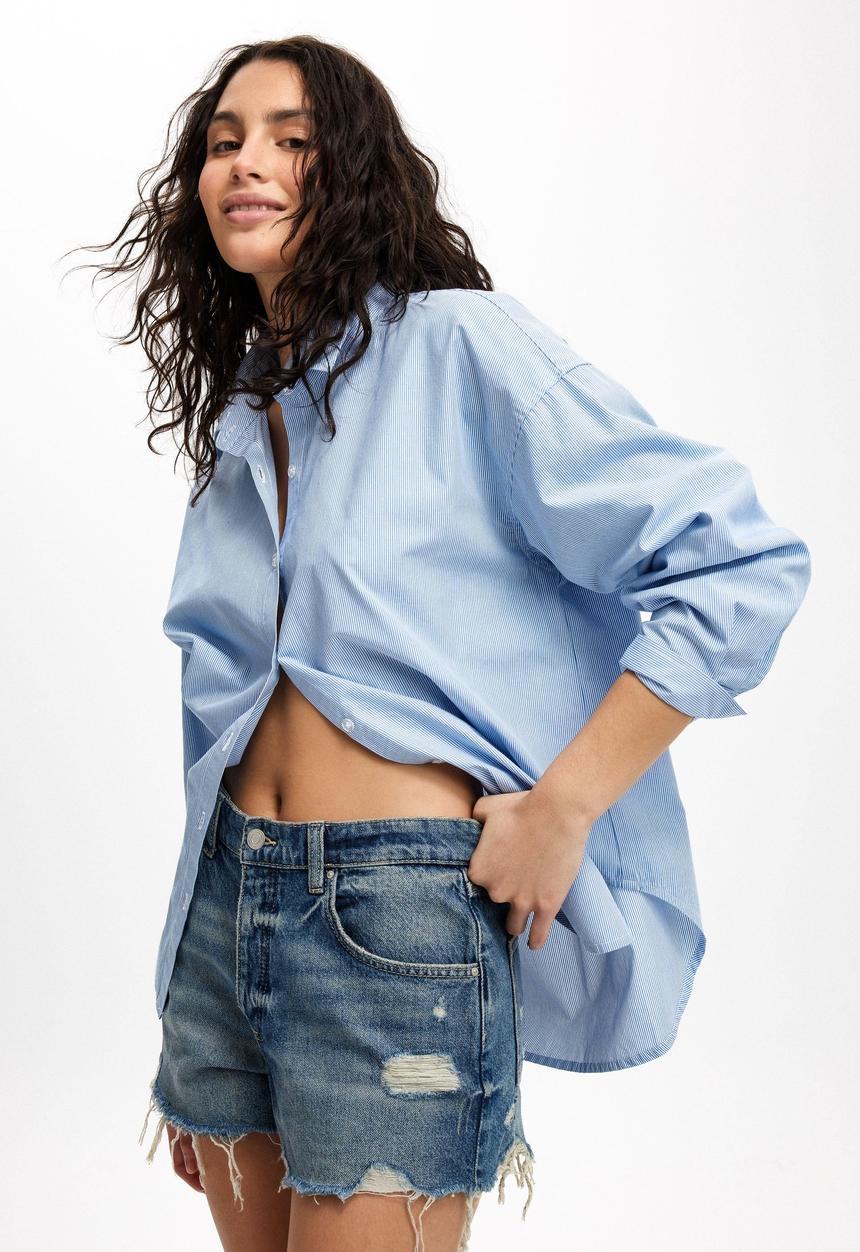 Cotton On - Original Cut Off Denim Short - Blue Dusk Rip