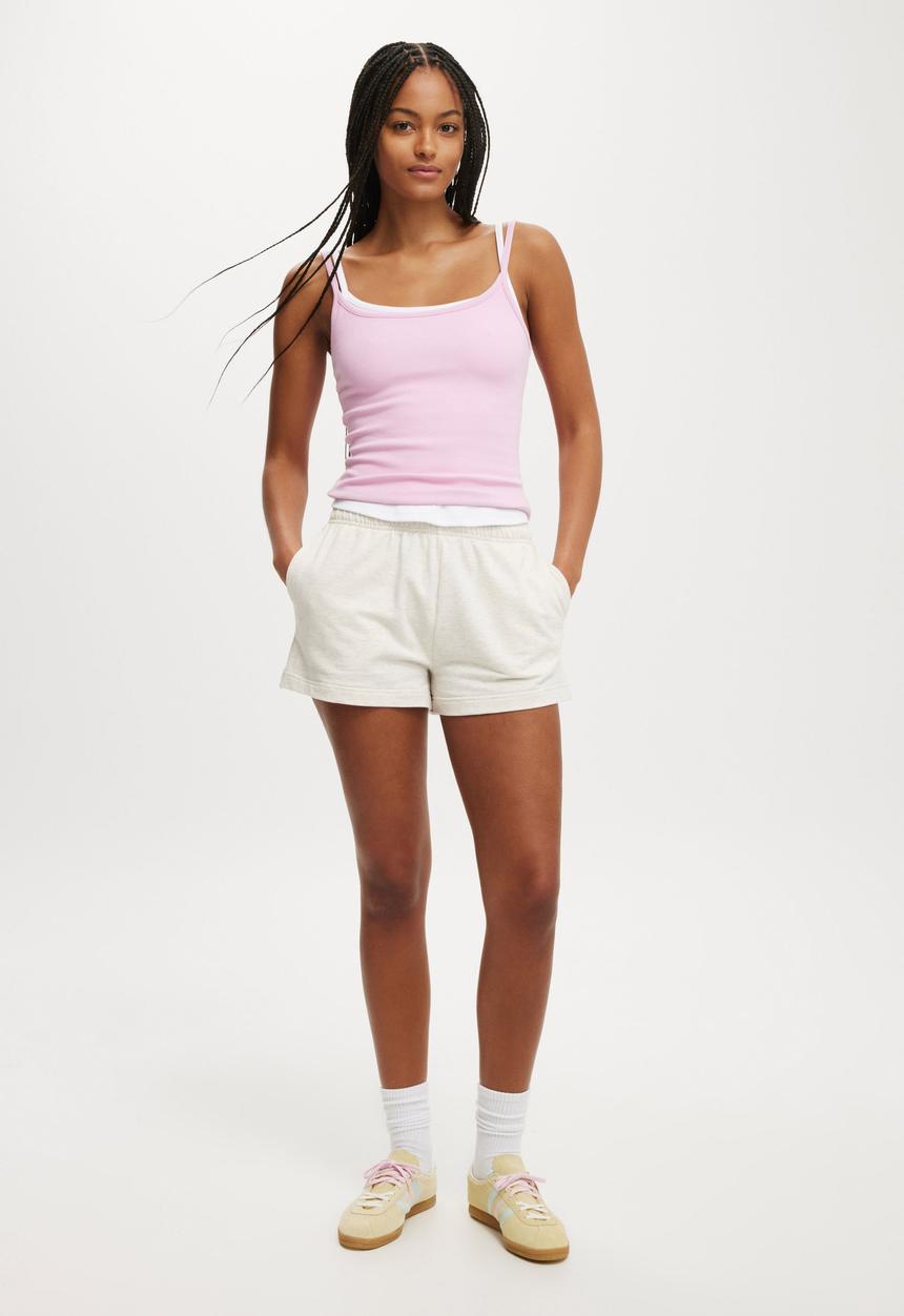 Cotton On - Classic Fleece Summer Sweat Short - Oatmeal Marle