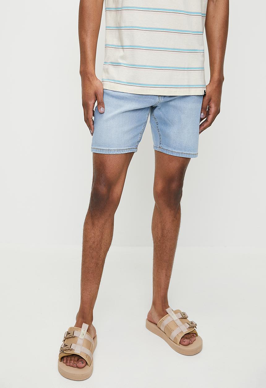 Just Organic - Danman Skinny Denim Short   - Light Blue