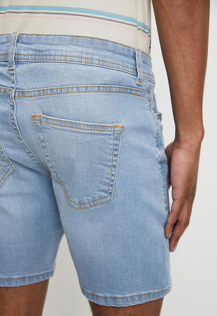 Just Organic - Danman Skinny Denim Short   - Light Blue