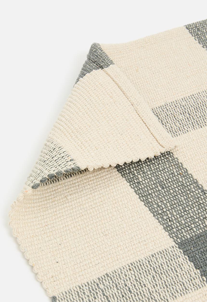 Sixth Floor - Check Woven Bath Mat - Charcoal