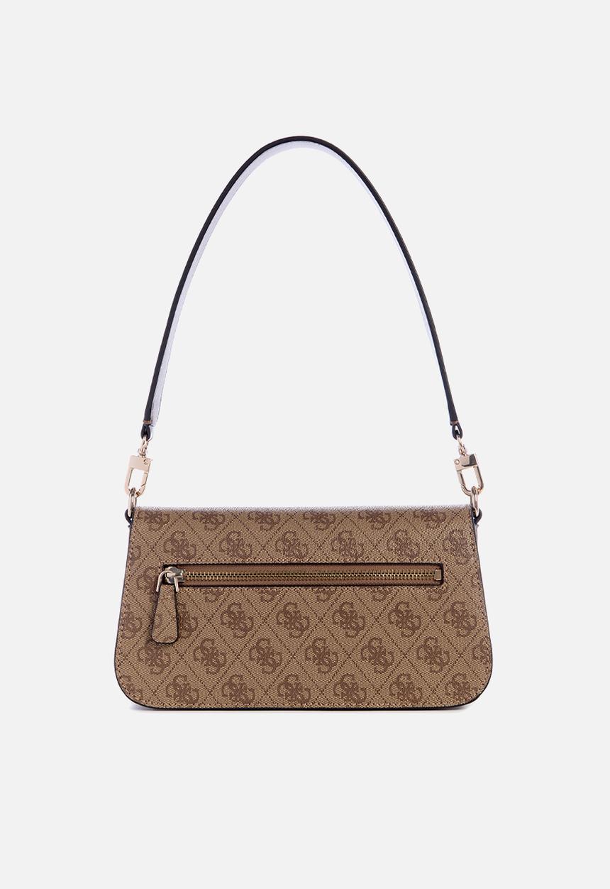 GUESS - Eco mietta flap shoulder bag - latte logo/brown