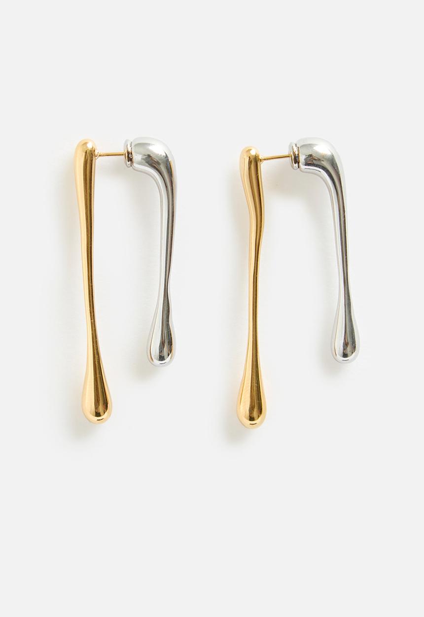 Tessa Design - Dorothy front and back stick earring - gold & silver