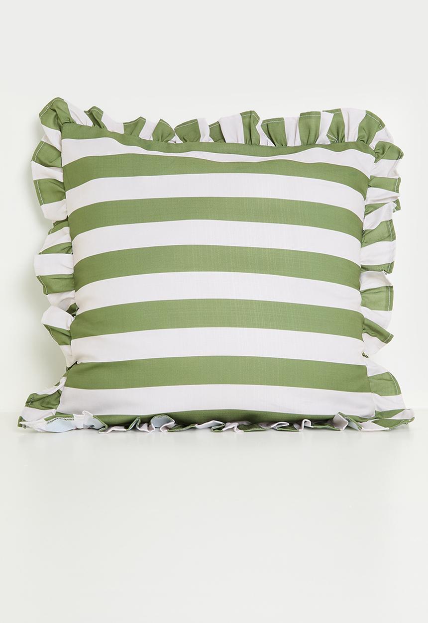 Sixth Floor - Frilo printed cushion cover - Olive