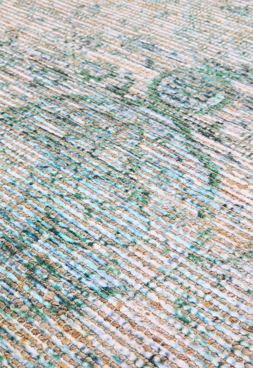Sixth Floor - Woven Printed Jute & Chenille Blend Rug - green