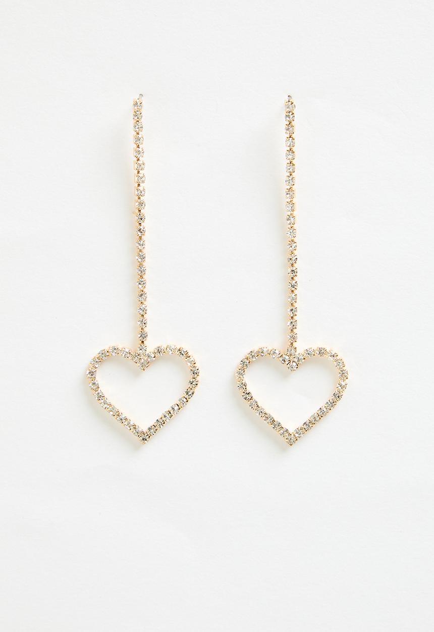 Superbalist - Heart diamante earrings - gold