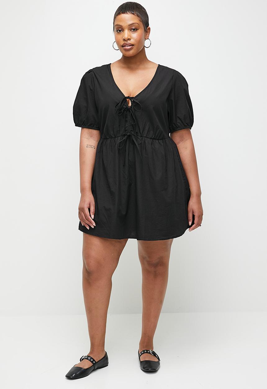 Cotton On - Plus Allegra Tie Detail Mini Dress-Black