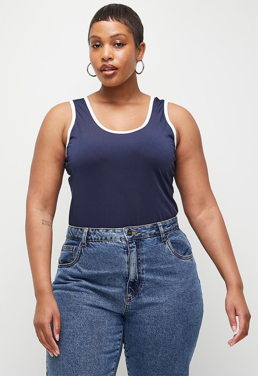 Superbalist - Tipping scoop bodysuit plus - navy & milk