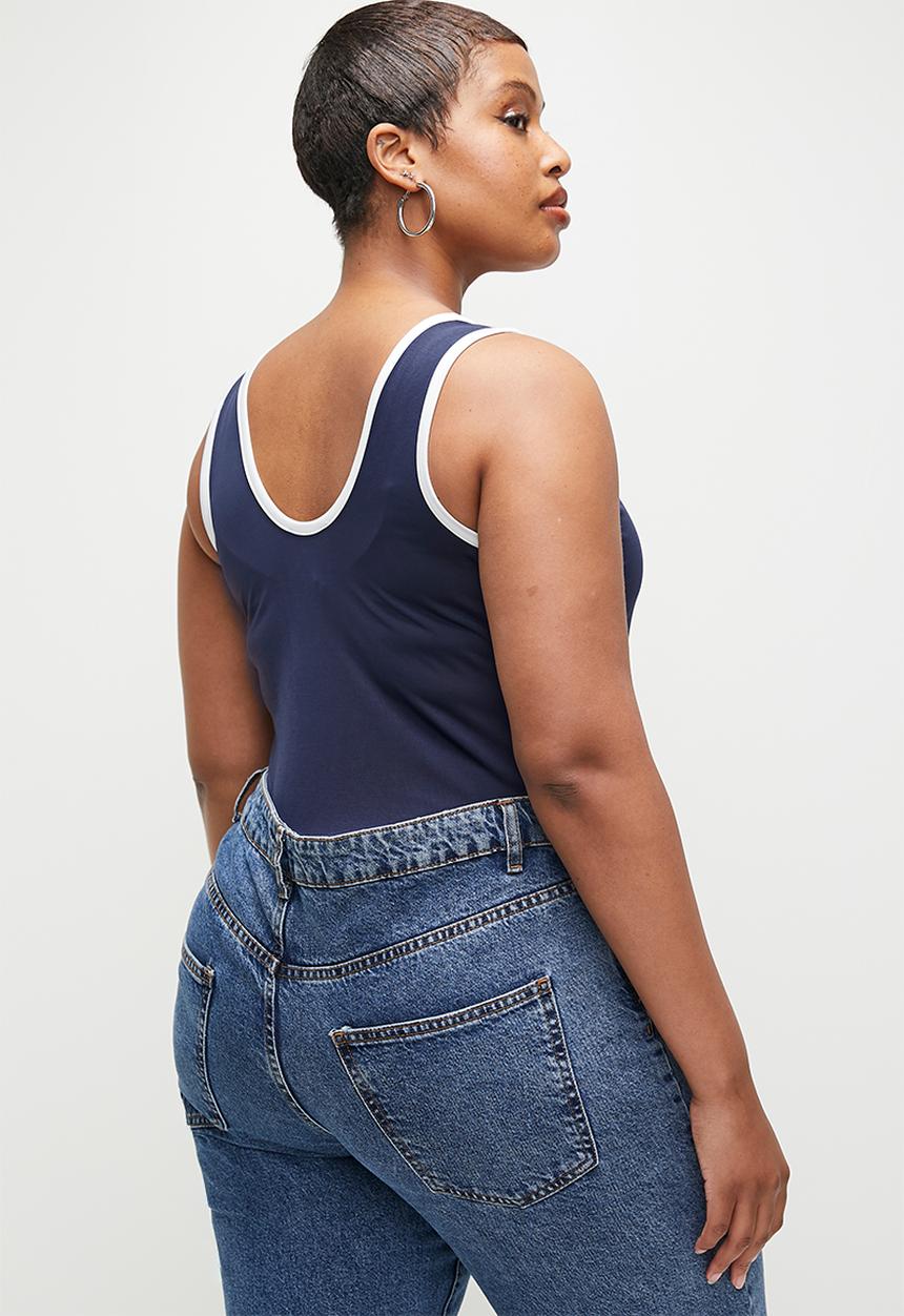 Superbalist - Tipping scoop bodysuit plus - navy & milk