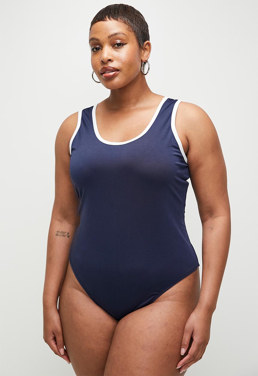 Superbalist - Tipping scoop bodysuit plus - navy & milk