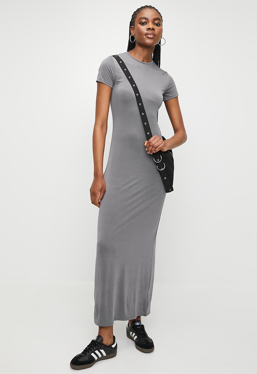 Superbalist - 2 pack T-shirt column midi dress - slate grey/ash blonde