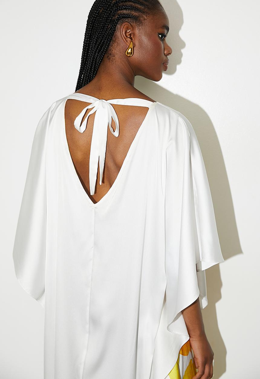 VELVET - Printed satin kaftan dress - yellow painted people
