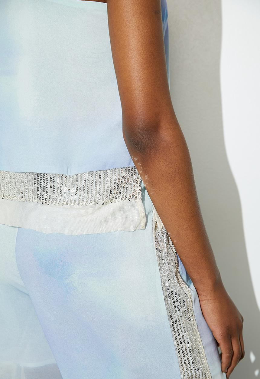 VELVET - Embellished cami - blue smudge