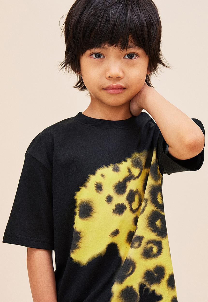 H&M - H&M x Rop van Mierlo: Animal-motif t-shirt - black & leopard print