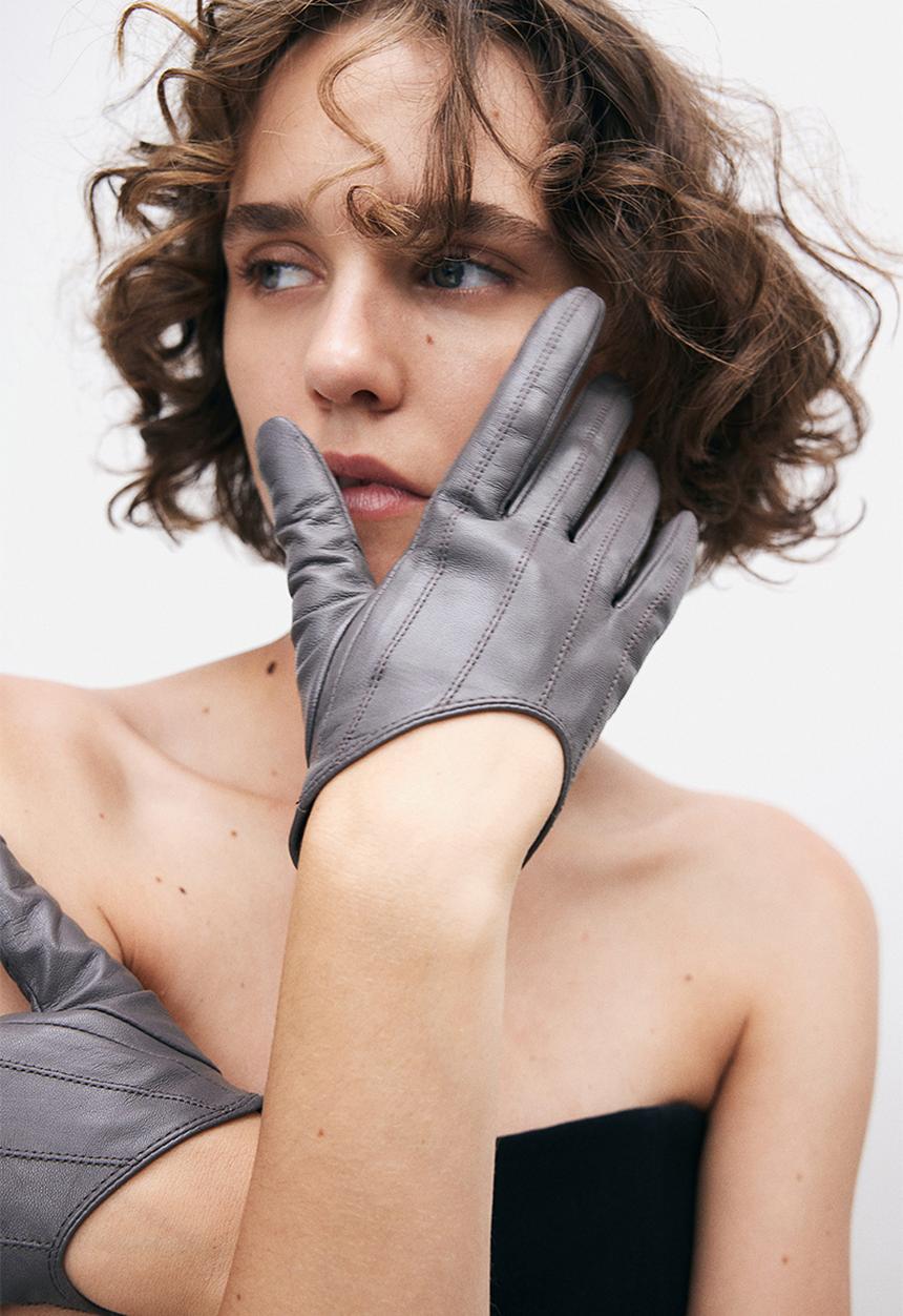 H&M - H&M Studio: Leather gloves - grey