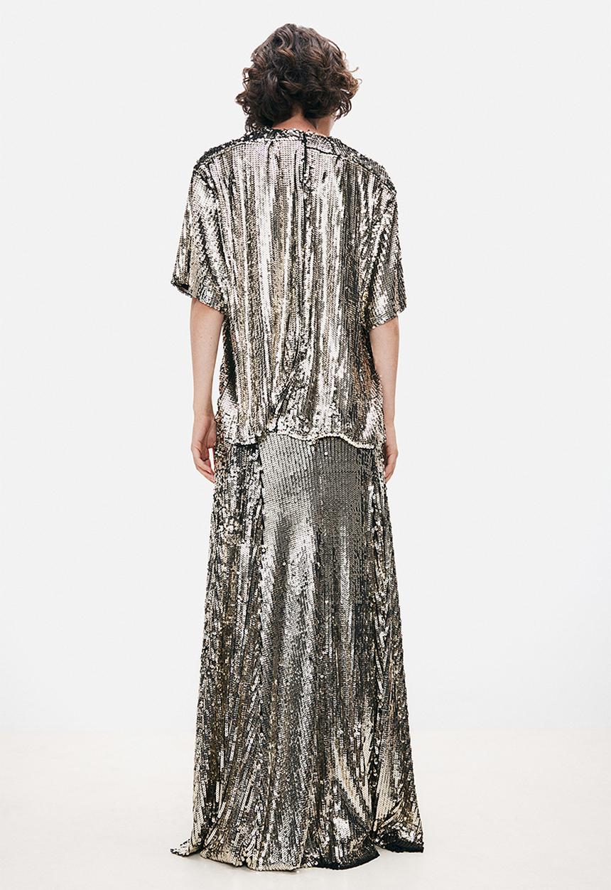 H&M - H&M Studio: Shoulder-pad sequined t-shirt - bronze