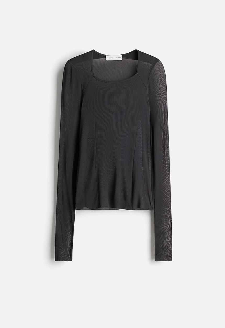 H&M - H&M Studio: Sheer silk-blend top - grey