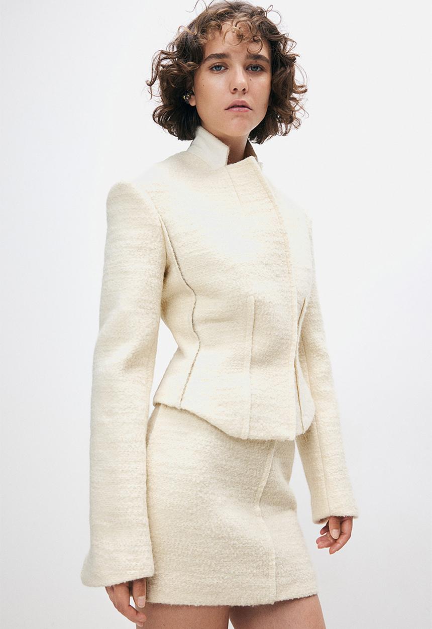 H&M - H&M Studio: Wool-blend mini skirt - white