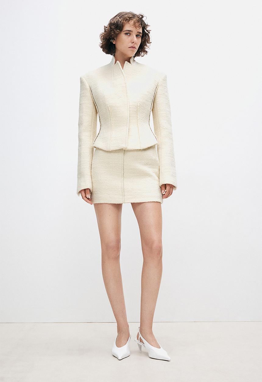 H&M - H&M Studio: Wool-blend mini skirt - white