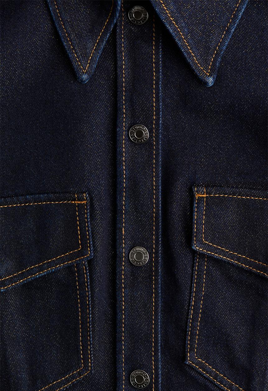 H&M - H&M Studio: Glittery denim hourglass shirt - blue