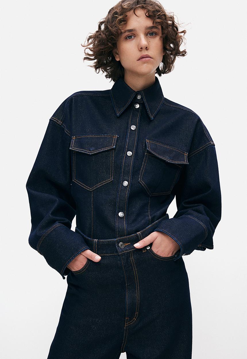 H&M - H&M Studio: Glittery denim hourglass shirt - blue