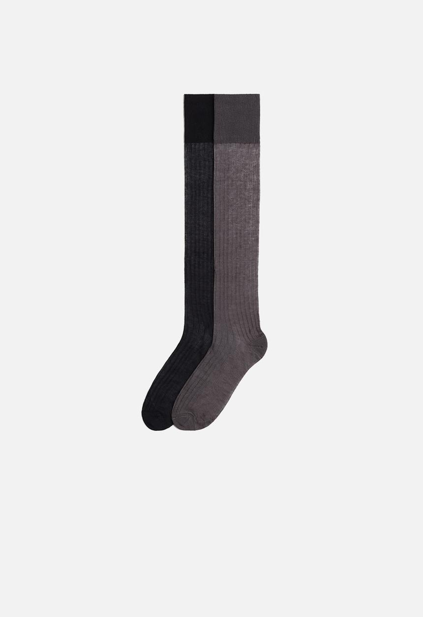H&M - H&M Studio: 2-pack sheer silk-blend socks - black & grey