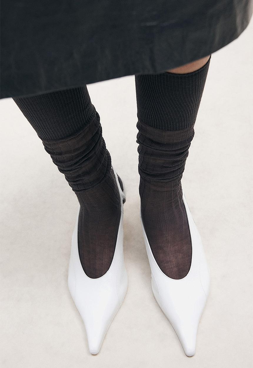 H&M - H&M Studio: 2-pack sheer silk-blend socks - black & grey