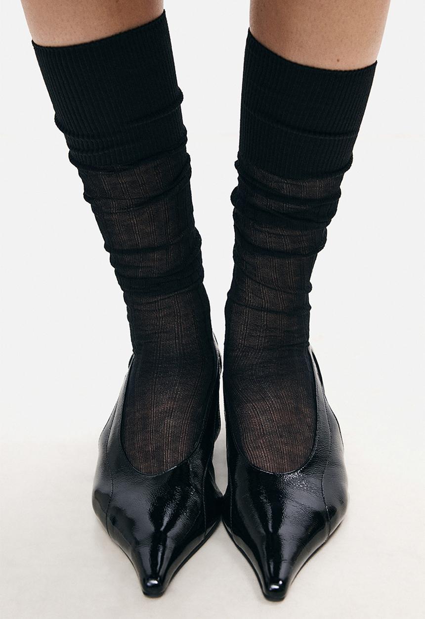 H&M - H&M Studio: 2-pack sheer silk-blend socks - black & grey