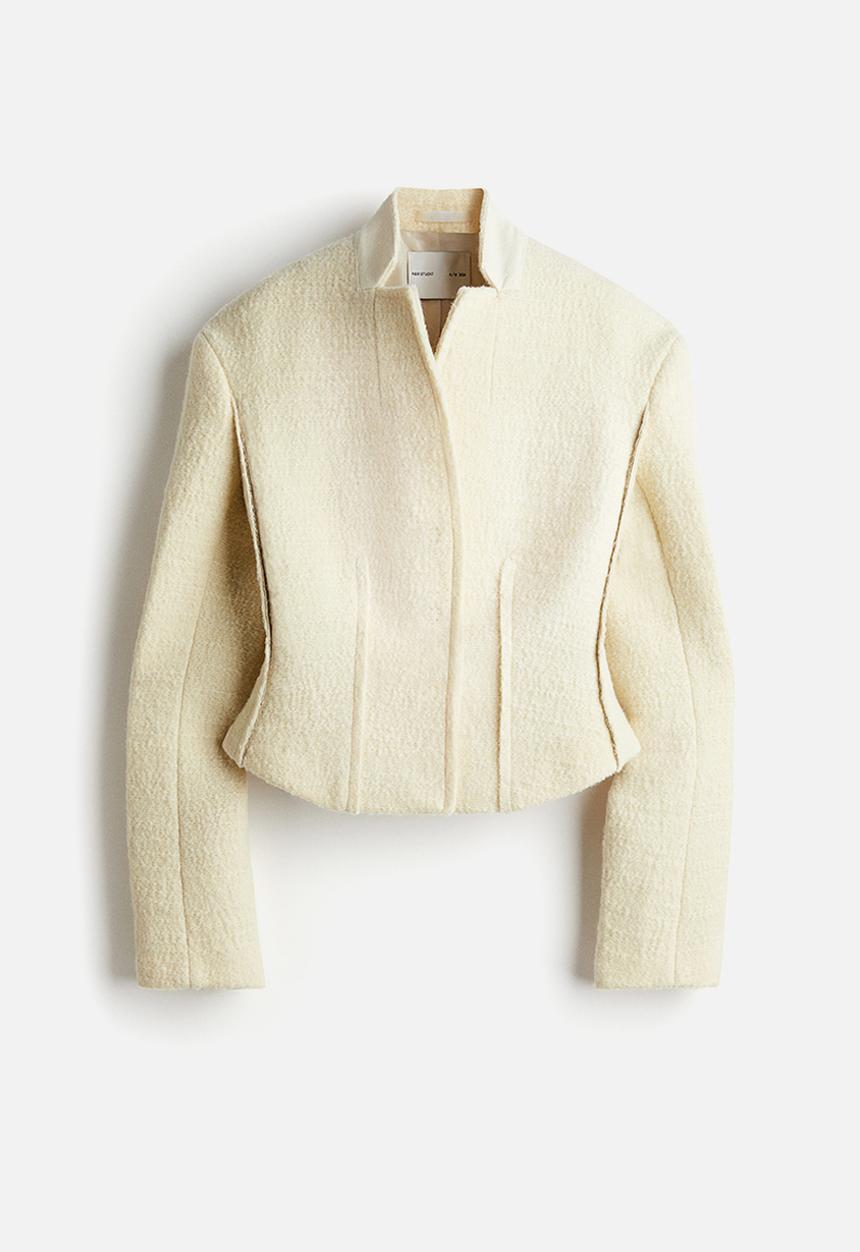 H&M - H&M Studio: Wool-blend tapered-waist jacket - white