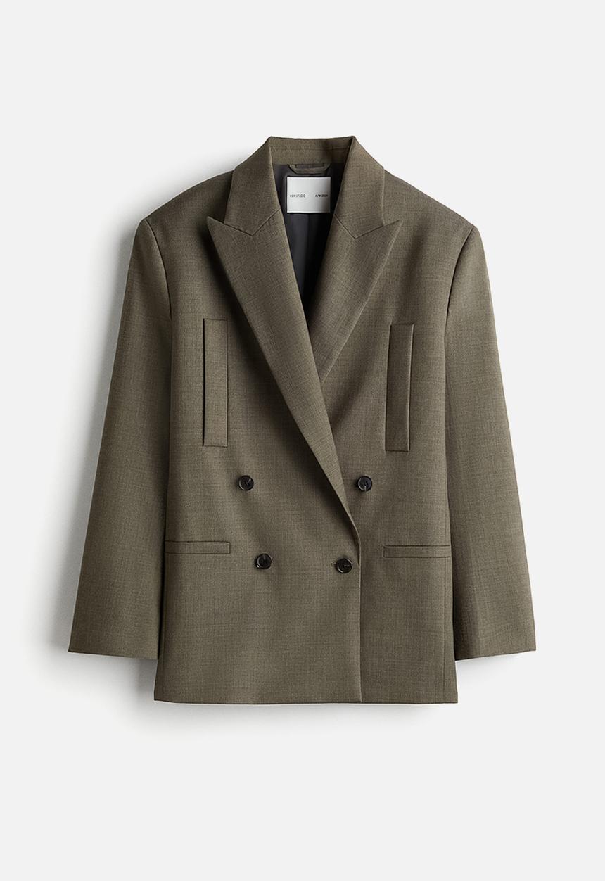 H&M - H&M Studio: Double-breasted wool blazer - green