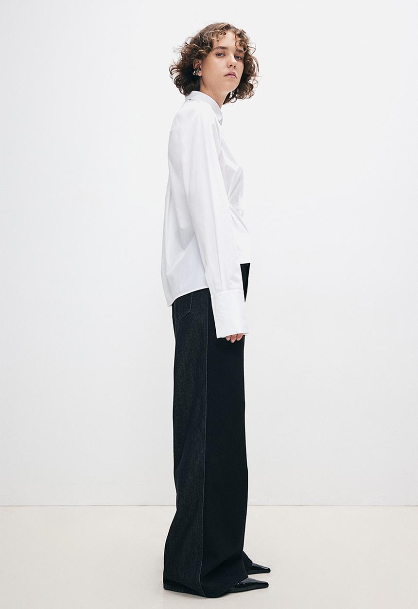H&M - H&M Studio: Poplin tuxedo shirt - white